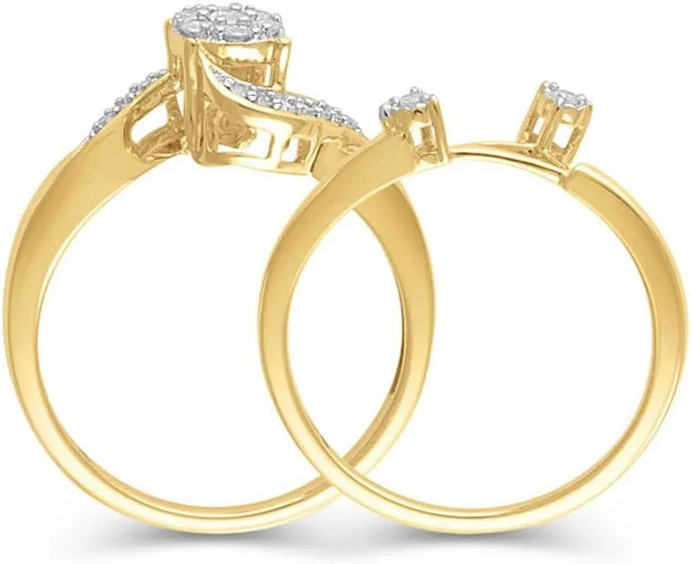 0.25 Cttw composite Diamond Wrap Bypass Engagement Bridal Ring Set in 10K Yellow Gold (I-J/I3)