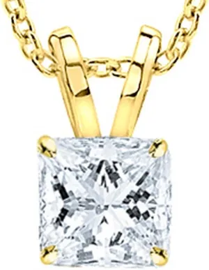 0.33 Carat 14K White Gold Princess Diamond Solitaire Pendant Necklace J-K Color I1 Clarity