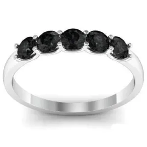 0.50cttw U Prong Black Diamond Five Stone Band