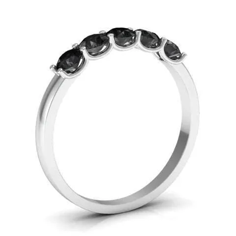 0.50cttw U Prong Black Diamond Five Stone Band