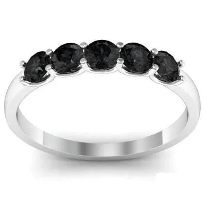 0.50cttw U Prong Black Diamond Five Stone Band