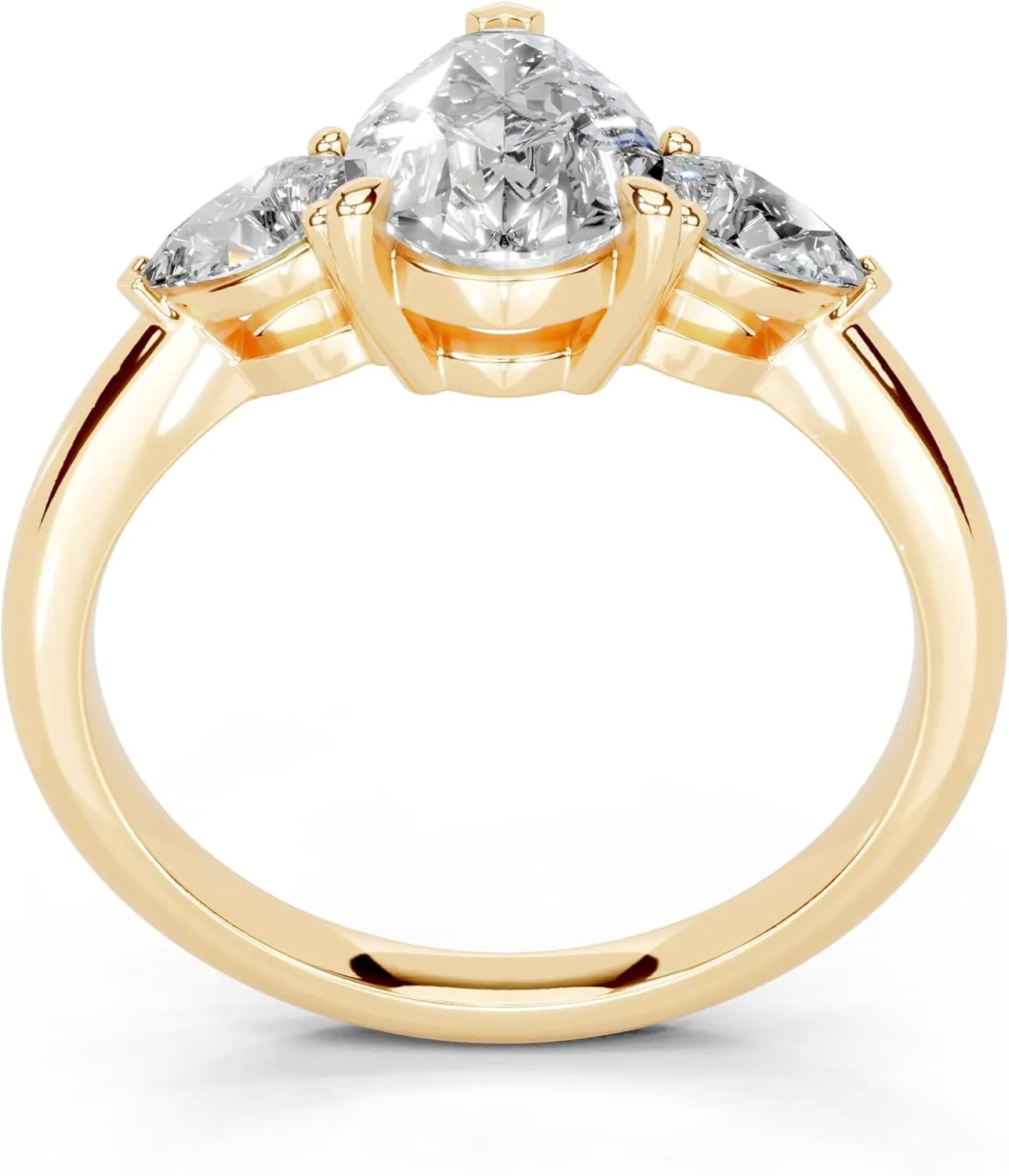 1-5 Carat 14K 18K Gold Platinum Pear Cut 3 Prong Three Stone Lab Grown Diamond Ring, Engagement, Anniversary Wedding, IGI Certified Promise Rings for Women (1-5 Ct, F-G Color, VS1-VS2 Clarity)