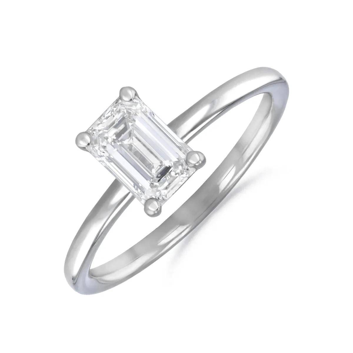 1-50ct Sofia Emerald Cut Diamond Solitaire Engagement Ring | 18ct White Gold