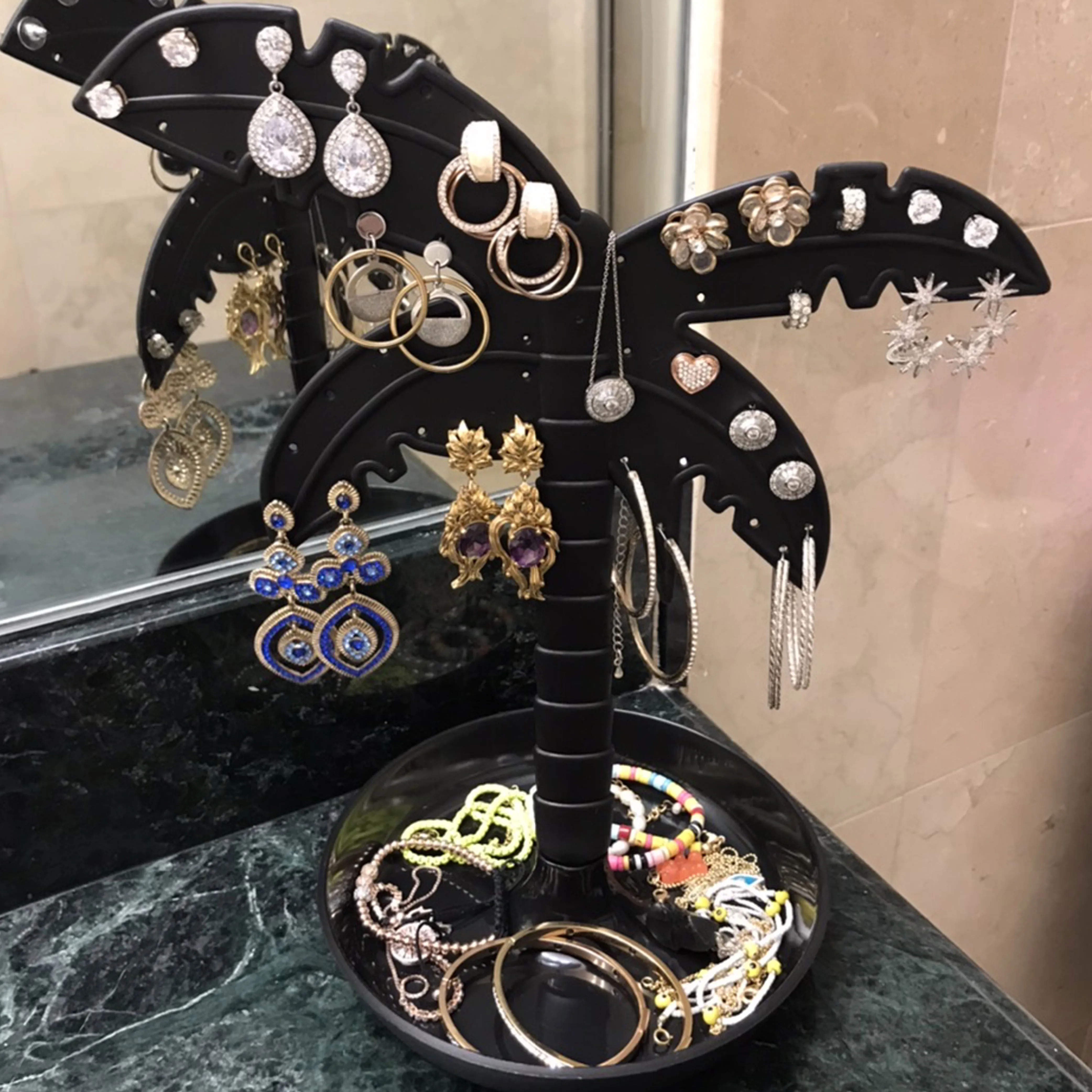 1 Jewelry Palm Tree Stand Holder Organizer Display Stud Earrings Necklace Rings