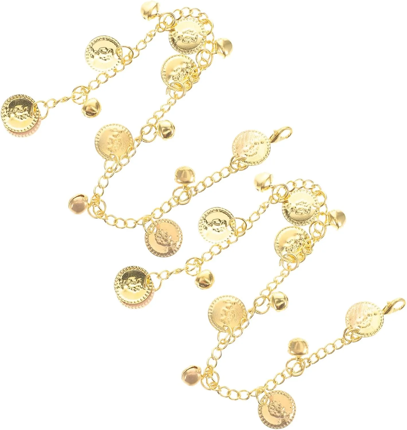 1 Pair Anklet Ethnic Retro Coin Bracelet Hand Ring Bracelet Belly Wrist Arm Bracelets Belly Dancer Costume Dance Accessories Dance Costumes Golden Metal