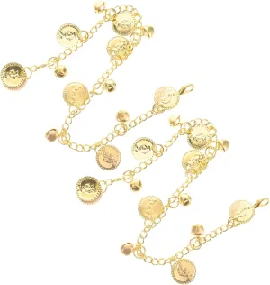 1 Pair Anklet Ethnic Retro Coin Bracelet Hand Ring Bracelet Belly Wrist Arm Bracelets Belly Dancer Costume Dance Accessories Dance Costumes Golden Metal