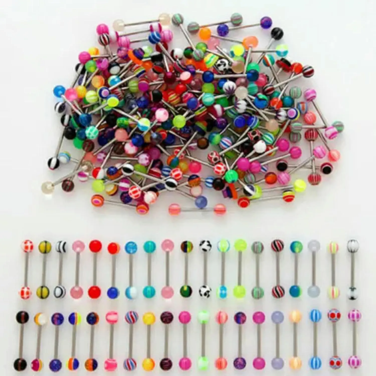 10/30/50 Premium Tongue Nipple Ear Rings S Bell Body Piercing Jewelry_tu-50PCS