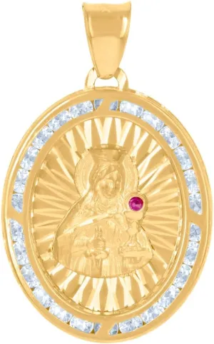 10k Two tone Gold Unisex CZ Simulated Diamond Crucifix Jesus Religious Charm Pendant Necklace 28.5x17.3mm Wide-Pendant for Women