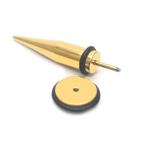 10MM Gold Color Circle Stud Earrings in Stainless Steel for Men and Women, Long Spiked Screw Back