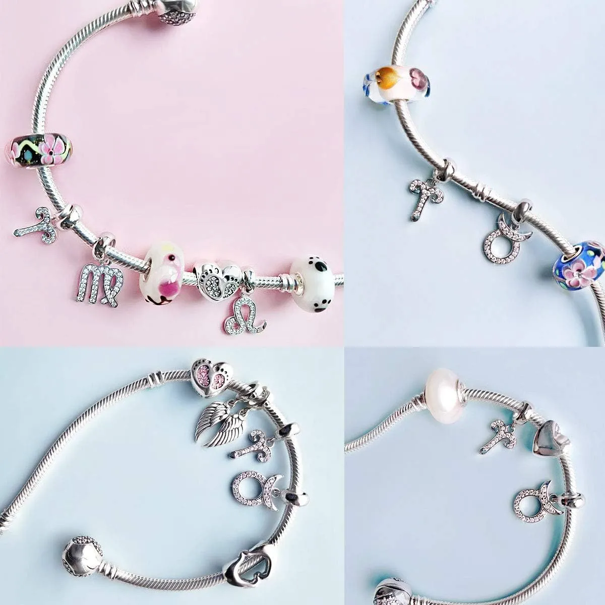 12 Zodiac Sign Charms for Charm Bracelets - 925 Sterling Silver Constellation/Horoscope Pendants