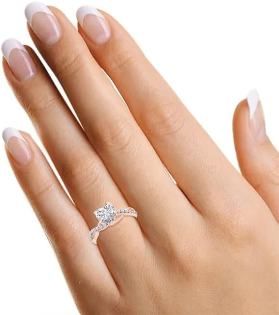 1.20 CT Heart Cut Simulated White Diamond Infinity Wedding Engagement Ring In 14K Rose Gold Plated 925 Sterling Silver Gift for Womens