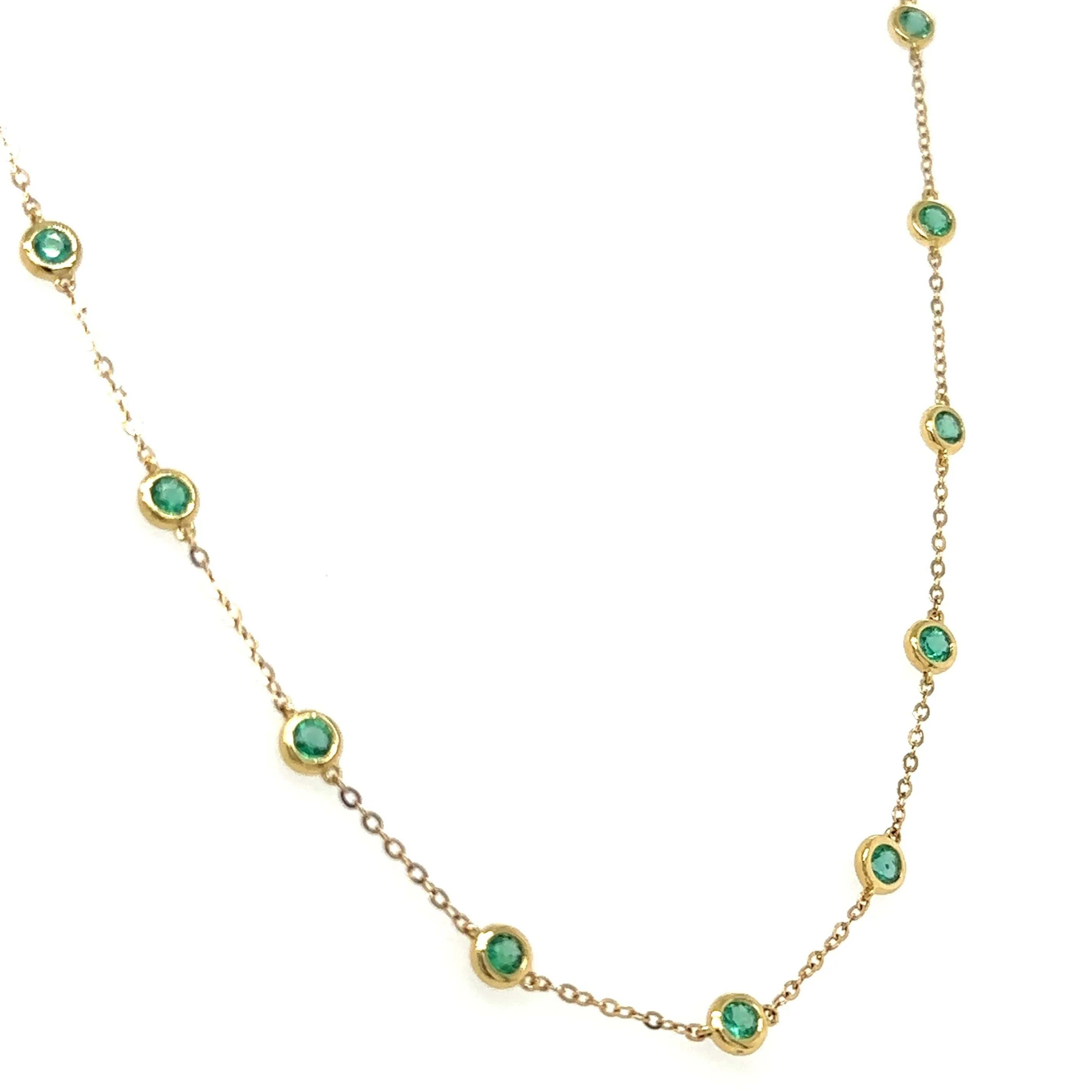 1.27CT T.W. Emerald Diamond by the Yard Chain Necklace
