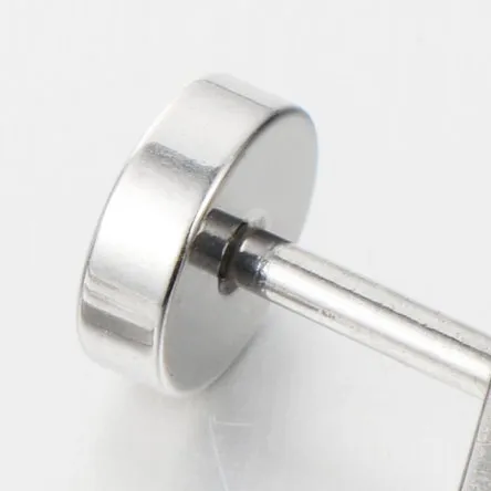 12MM Men Women Stud Earrings with CZ and Sand Glitter Steel Cheater Fake Ear Plug Gauges Screw Back
