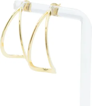1.2" Inch Geometric Minimalist Cut Out Concave Half Hoop Earrings for Women, 18k Yellow Gold Filled Plated, Push Back Closures