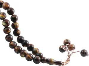 13Mm Tiger Stone Prayer Rosary with Decorative Tassel Bracelet 33 Prayer Beads Ceremony Al-Fitr Islam Muslim Worship