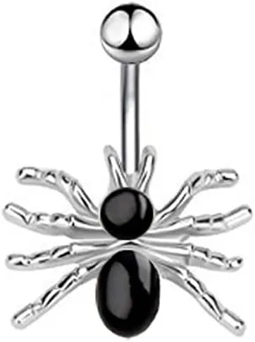 14G Spider Belly Button Rings for Women Girls Hypoallergenic Stainless Steel Belly Navel Barbell Insects Belly Piercing Studs Body Piercing Jewelry
