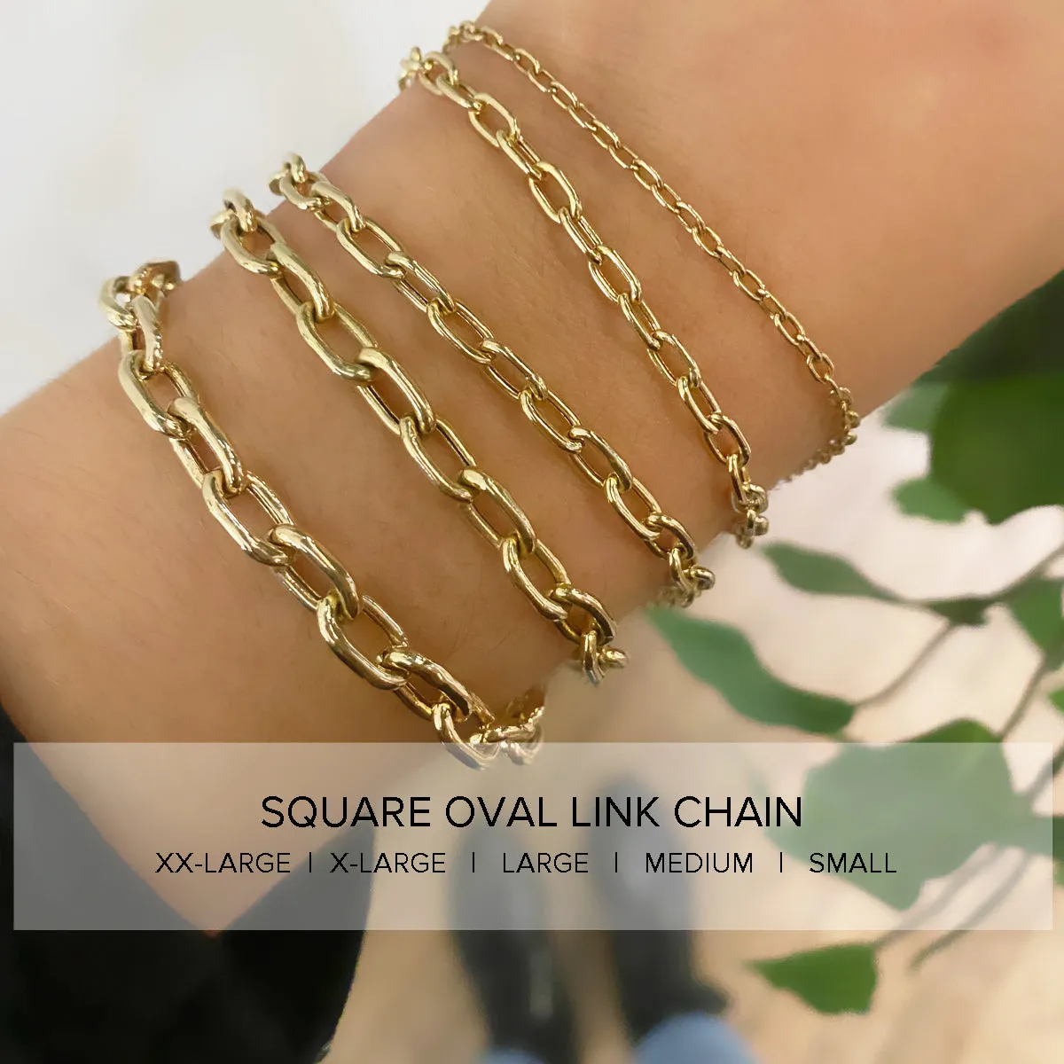 14k Baroque Pearl Charm XL Square Oval Link Hook Bracelet