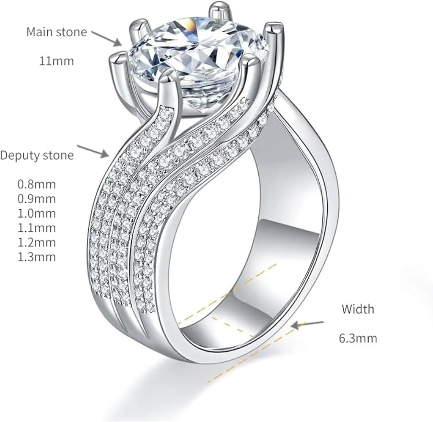 14K Gold 5 Carat Diamond Engagement Rings for Women | Excellent Cut | D-color,VVS1 Clarity | Engagement or Proposal Jewelry