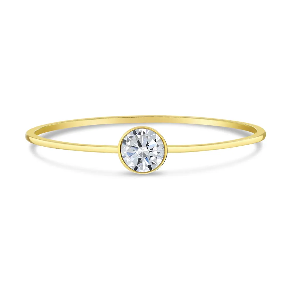 14k Gold Bezel Set Clear CZ Women's Ring Size 7