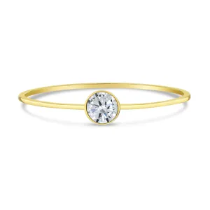 14k Gold Bezel Set Clear CZ Women's Ring Size 7