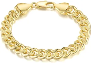 14K Gold Bracelets for Women Chunky Bracelet for Mens Non Tarnish Charm Cuban Link Chain for Womens Men Trendy Jewelry 5 Sizes 6.5/7/7.5/8/9in