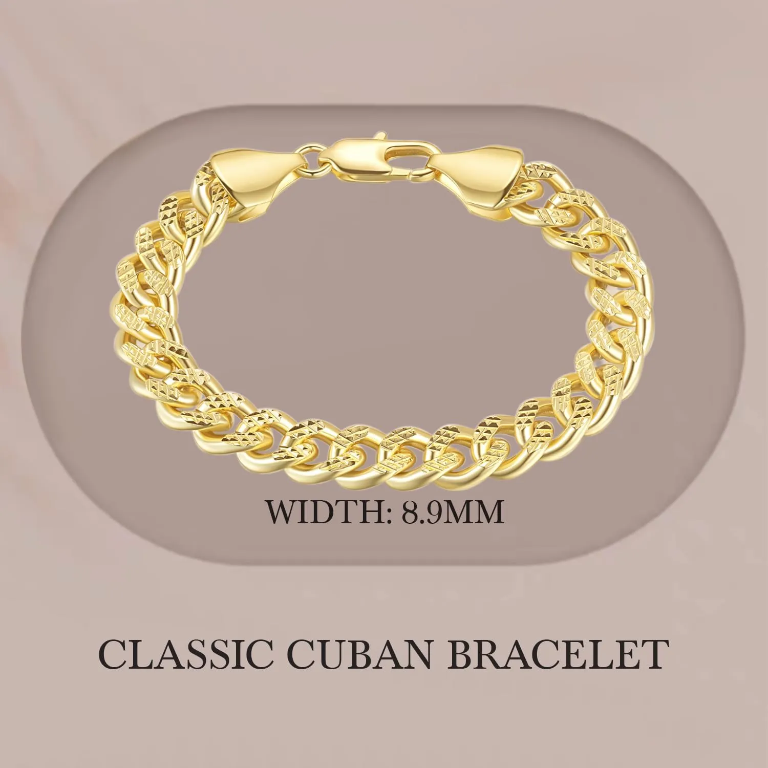 14K Gold Bracelets for Women Chunky Bracelet for Mens Non Tarnish Charm Cuban Link Chain for Womens Men Trendy Jewelry 5 Sizes 6.5/7/7.5/8/9in