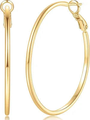 14K Gold Hoop Earrings Hypoallergenic Big Earring for Women Huge Earring for Women Lightweight Large Diameter Design Large Gold Hoop Earrings 40mm