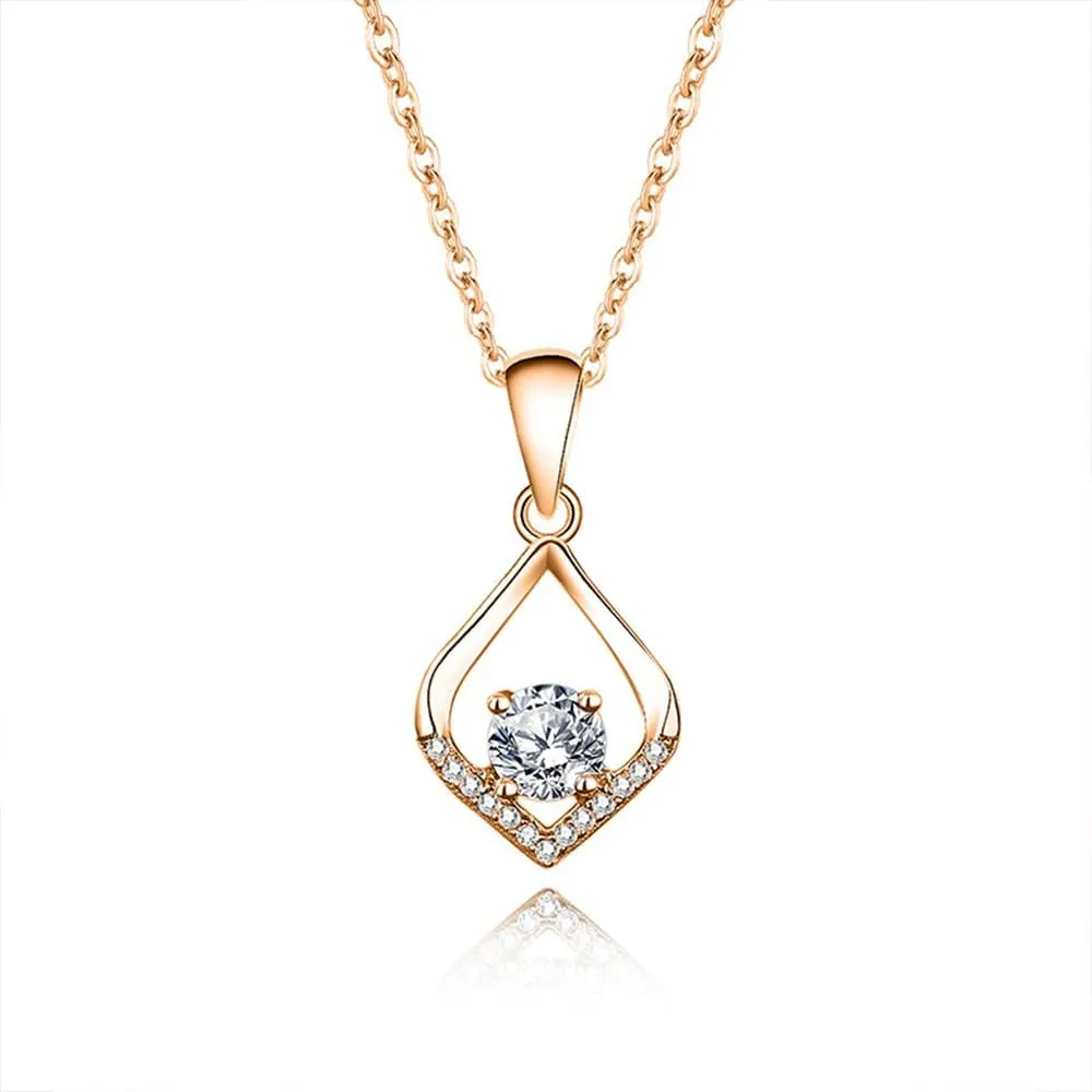 14K Gold Over Sterling Silver Angel's Tear Drop Diamond Necklace for Women, 0.5ct D-Color VVS1, Luxurious Daily-Wear Jewelry