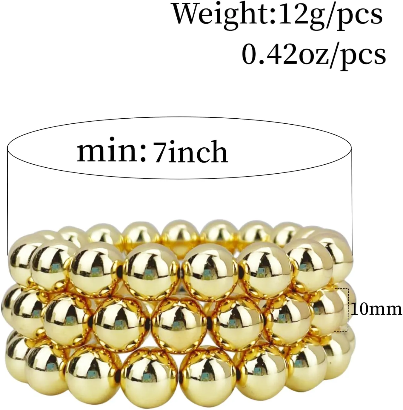 14K Gold Plated Beaded Bracelets Letter Stretch Dainty Stackable Bracelet for Women