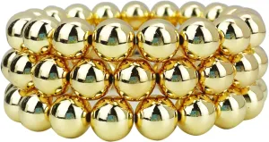 14K Gold Plated Beaded Bracelets Letter Stretch Dainty Stackable Bracelet for Women