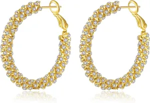 14K Gold Plated Hoop Earrings, Cubic Zirconia Huggie Design, Lightweight, Hypoallergenic, Elegant Jewelry for Women