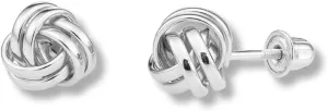 14k Gold Polished Love Knot Stud Earrings with Secure Screw Backs - 7mm