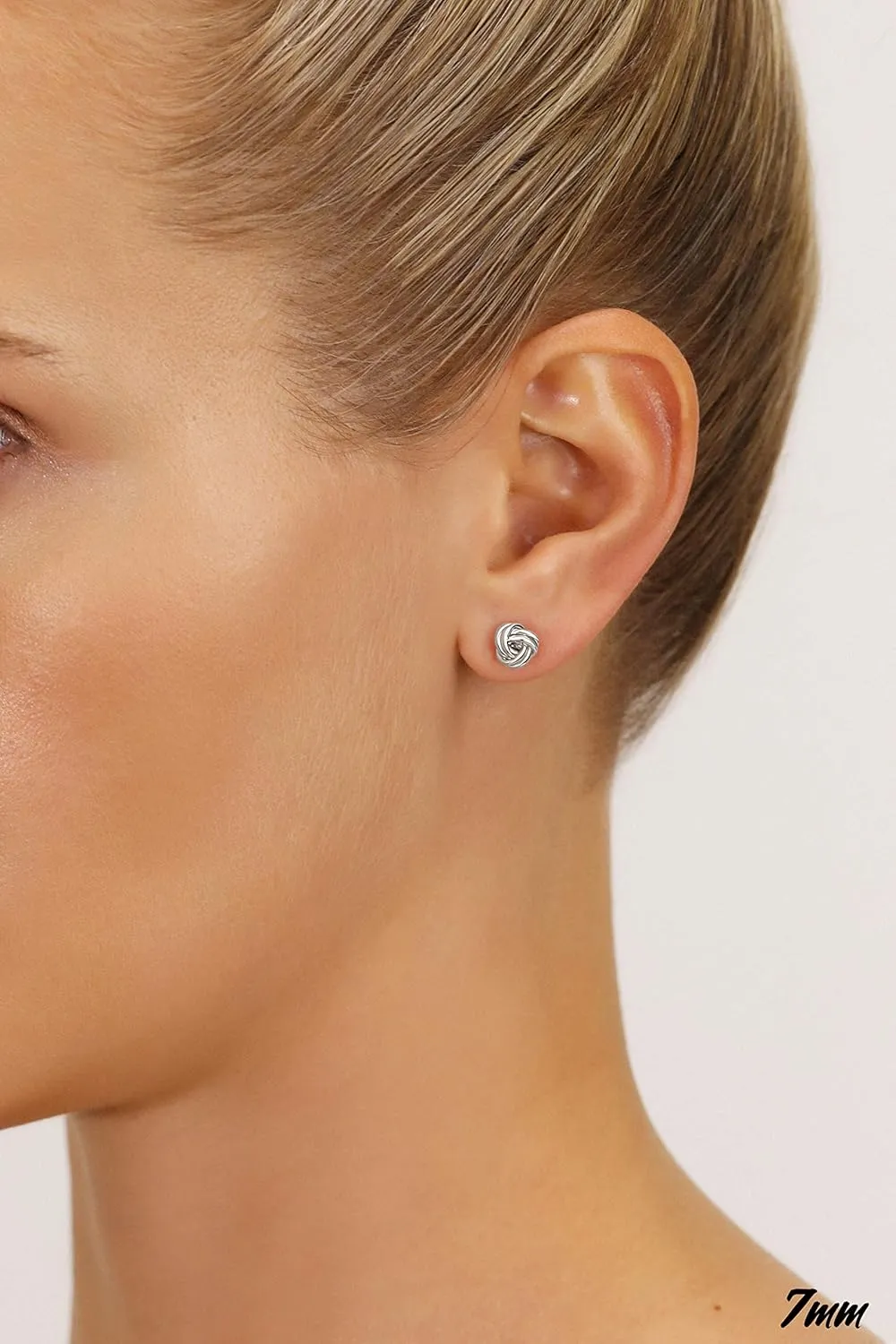 14k Gold Polished Love Knot Stud Earrings with Secure Screw Backs - 7mm