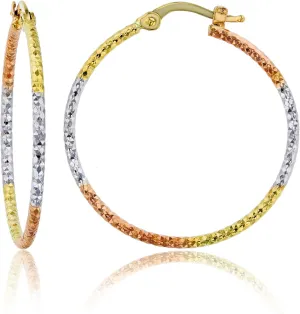 14K Gold Solid Polished Diamond Cut Hoop Earrings for Women | 1.50mm Thick | Italian Gold Hoops | Hoop Earrings | Secure Click-Top | Shiny Polished Earrings, 15mm-45mm