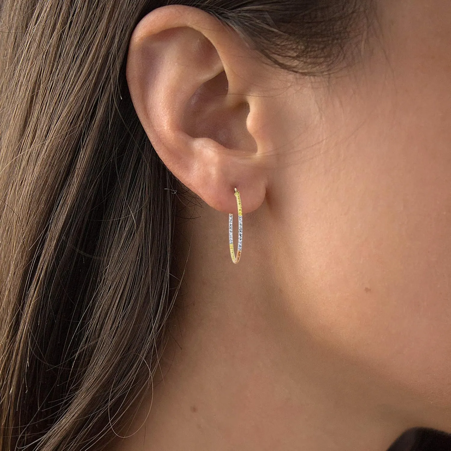 14K Gold Solid Polished Diamond Cut Hoop Earrings for Women | 1.50mm Thick | Italian Gold Hoops | Hoop Earrings | Secure Click-Top | Shiny Polished Earrings, 15mm-45mm