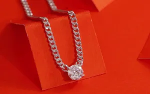 14K Gold Tennis Necklace with VS1 1.2 Carat Diamond, Comprised of Four 0.3 Carat Diamond- Luxurious Collarbone Chain - Premium Necklace Gift Choice - Pass Diamond Tester