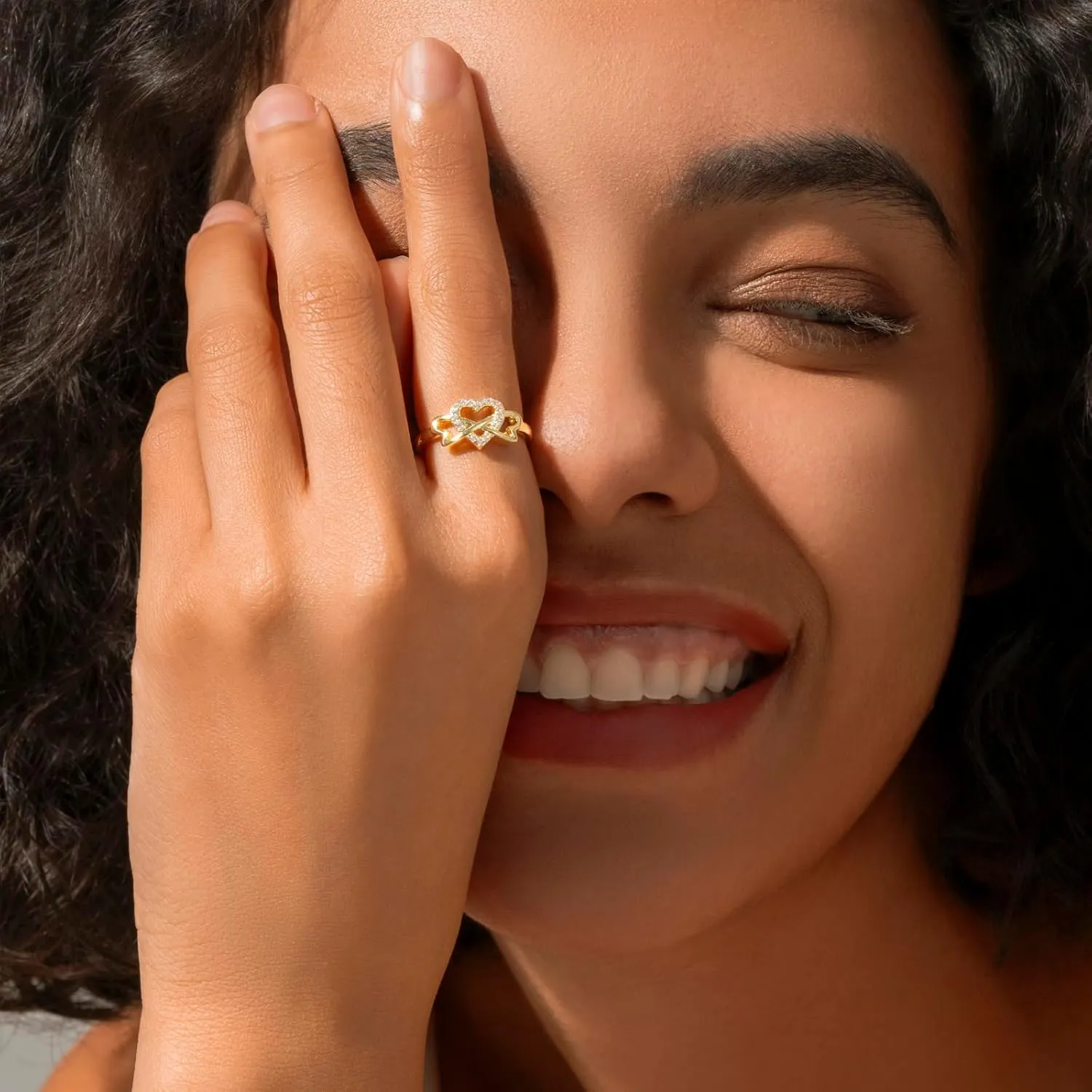 14K Gold/White Gold Plated Rings- Love Heart Infinity Eternity Band- Cubic Zirconia Simulated Diamond Ring For Wedding/Silver Rings, Gold Rings for Women- 2mm Band Size 4-12