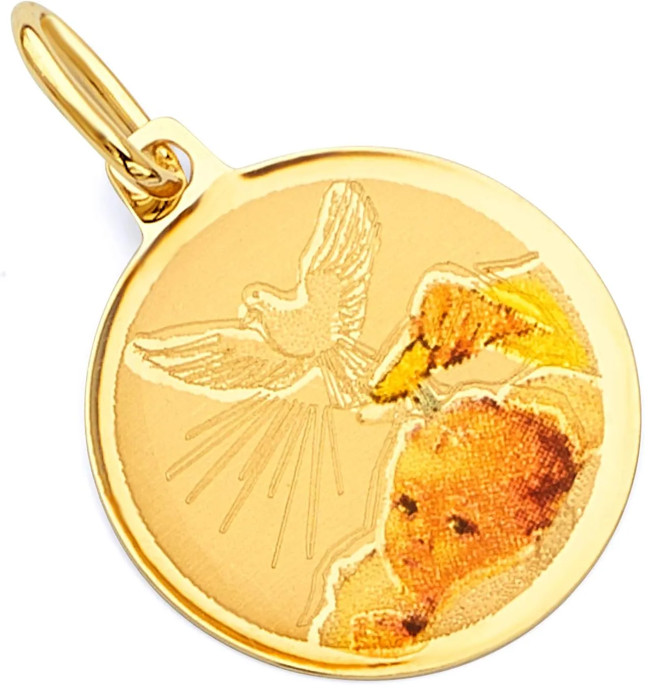 14k REAL Tri Color Gold Religious Baptism Charm Pendant