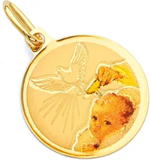 14k REAL Tri Color Gold Religious Baptism Charm Pendant
