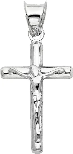 14k REAL Yellow OR White OT Two Tone Gold Religious Crucifix Jesus Cross Charm Pendant