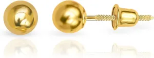 14K Solid Gold Ball Stud Earrings by Tela Jewelry | 4mm | Hypoallergenic | Screw Back Earrings | Minimalist and Dainty Design