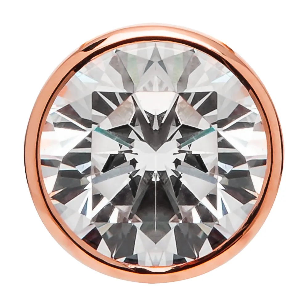 14K Solid Rose Gold Pendant Only | Bezel Set Round Cut Cubic Zirconia Solitaire | 1.5 Carat