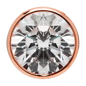 14K Solid Rose Gold Pendant Only | Bezel Set Round Cut Cubic Zirconia Solitaire | 1.5 Carat