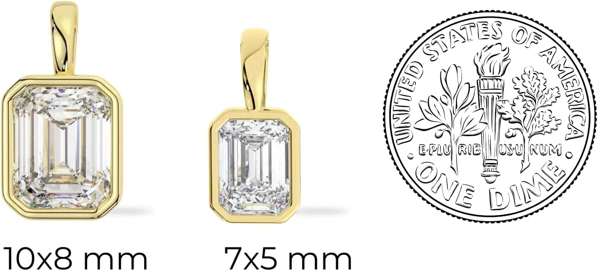 14K Solid White or Yellow Gold Lab Grown Moissanite Solitaire Pendant Necklaces | Round, Pear, Heart Shape | Pendant Only | Made in USA