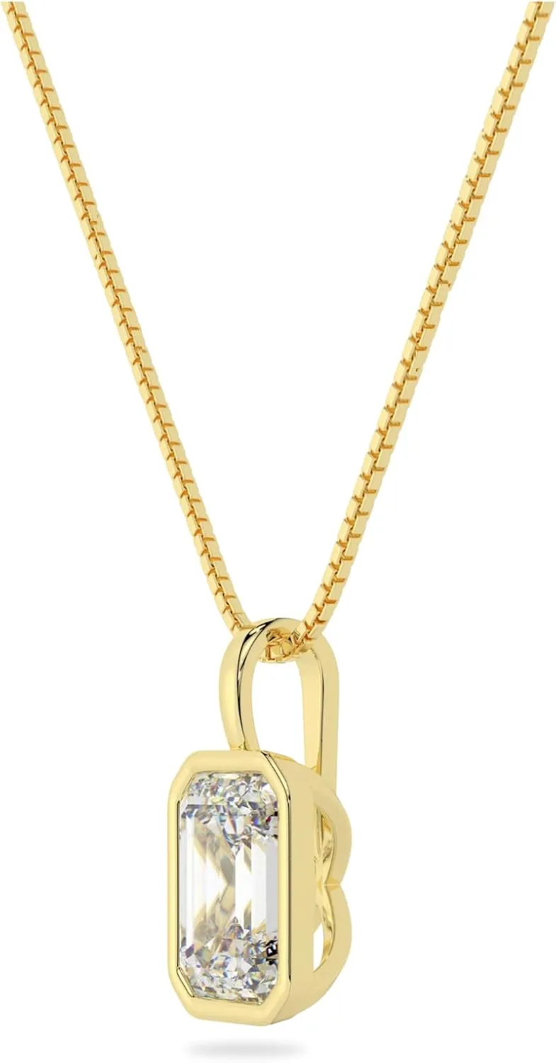 14K Solid White or Yellow Gold Lab Grown Moissanite Solitaire Pendant Necklaces | Round, Pear, Heart Shape | Pendant Only | Made in USA