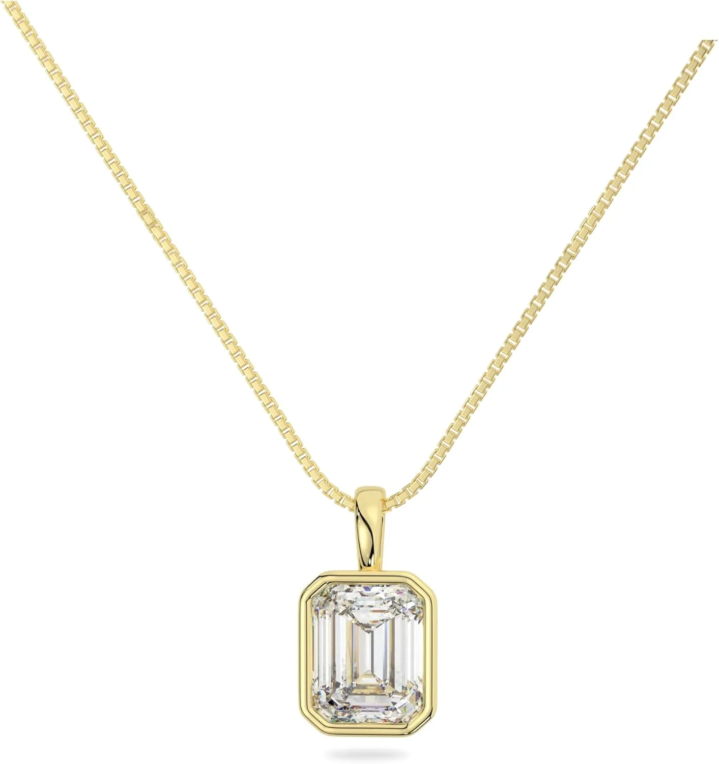 14K Solid White or Yellow Gold Lab Grown Moissanite Solitaire Pendant Necklaces | Round, Pear, Heart Shape | Pendant Only | Made in USA