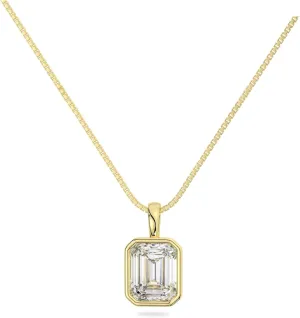 14K Solid White or Yellow Gold Lab Grown Moissanite Solitaire Pendant Necklaces | Round, Pear, Heart Shape | Pendant Only | Made in USA
