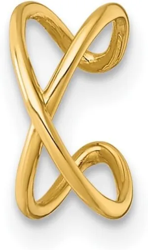 14k Solid Yellow Gold Polished Criss Religious Faith Cross Single Ear Cuff 9.6x9.5mm Wide-Ear-Cuff for Women