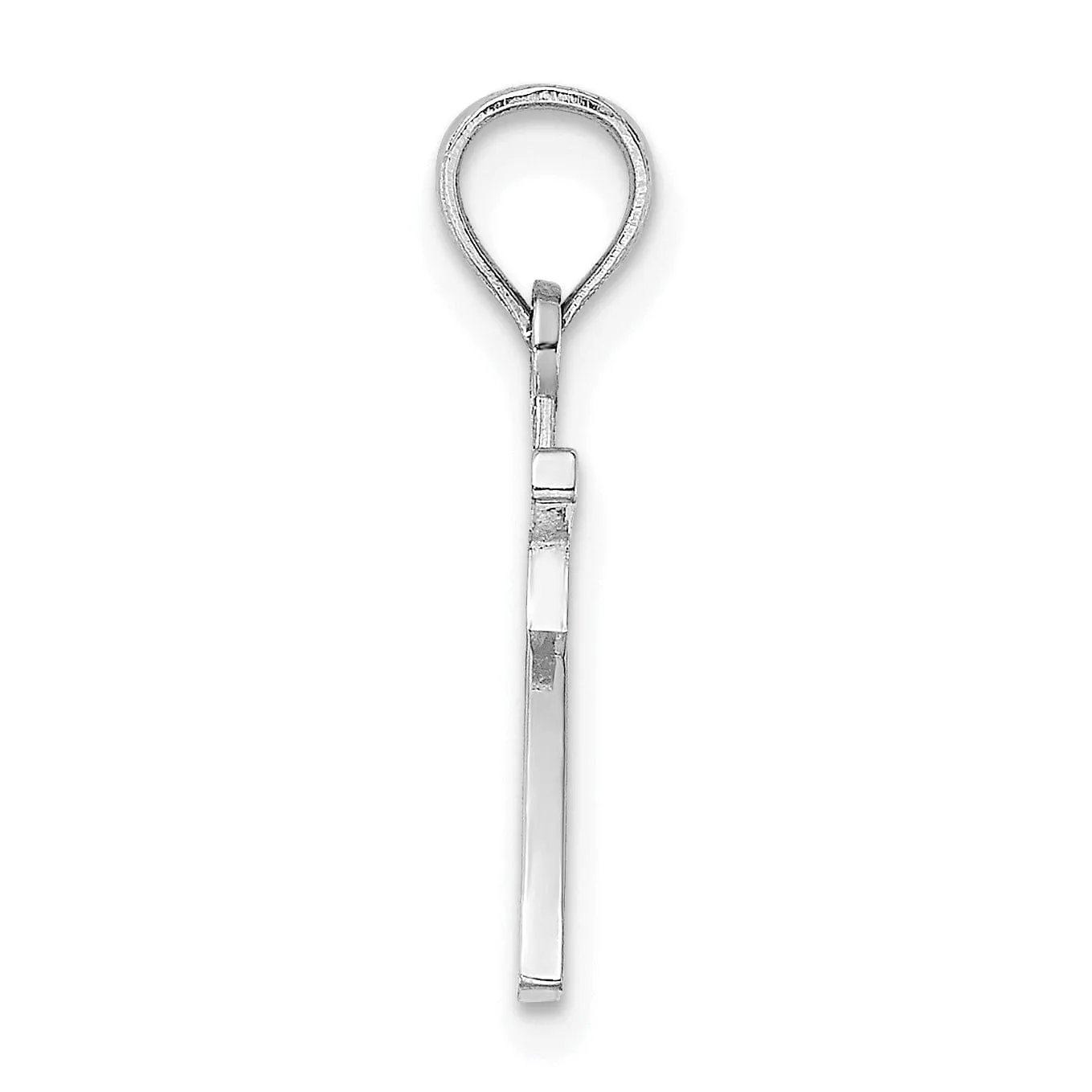 14K White Gold Polished Finished Block Script Design Number 7 Charm Pendant