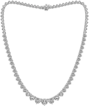 14K White Gold Round Cut Lab-Grown Riviera Graduated Diamond Tennis Necklace 16" Gold Chain for Women (8 to 26 Carat TW, E-F Color, VS Clarity) Prong Setting, A Graceful Gift for Her